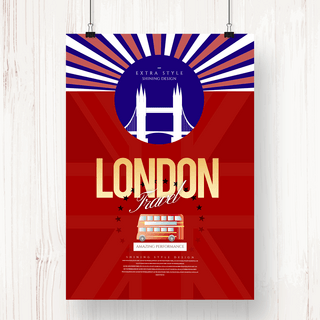 英国伦敦海报模板_时尚卡通剪影射线伦敦旅游海报