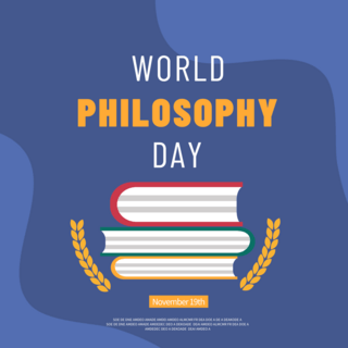 中外学者海报模板_蓝色矢量world philosophy day社交媒体sns