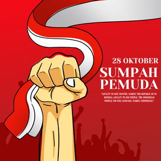 10月8日印尼青年节渐变红色海报