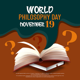 怀疑与学问海报模板_world philosophy day 节日社交媒体