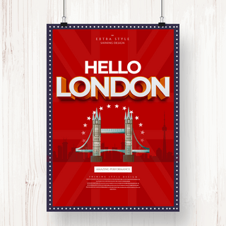 个性时尚英国伦敦旅游海报