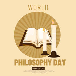 学者海报模板_黄色矢量world philosophy day社交媒体sns