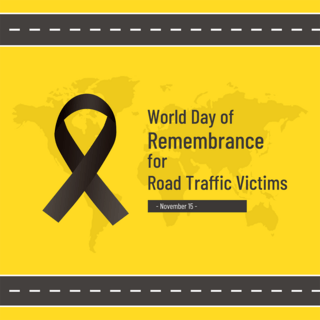 手绘黑色丝带world day of remembrance for road traffic victims节日海报设计