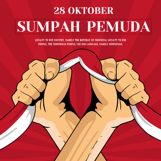 红色10月8日印尼青年节海报
