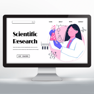 化学实验女海报模板_科学研究实验主页设计