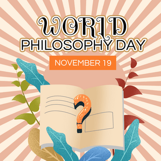 学者海报模板_书本world philosophy day 节日社交媒体sns