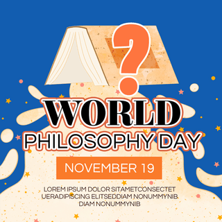 学者海报模板_书本world philosophy day 节日社交媒体sns