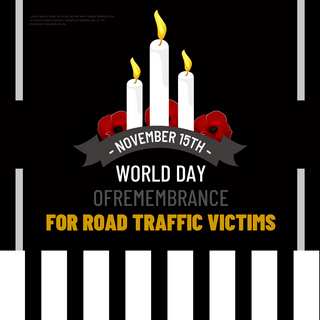 行人走斑马线海报模板_黑色斑马线公路world day of remembrance for road traffic victims社交媒体
