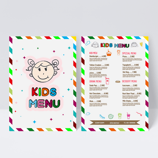 彩色可爱儿童菜单设计