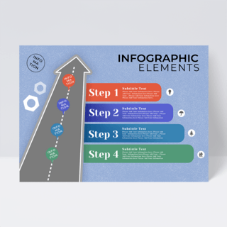 图表pc海报模板_简约箭头道路元素信息图表设计
