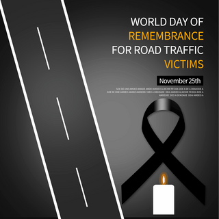 车祸海报模板_黑色world day of remembrance for road traffic victims社交媒体sns