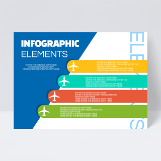 元素图表海报模板_蓝色简约商业表格飞机元素信息图表