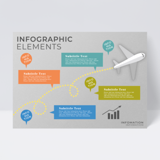 创意信息图表海报模板_手绘飞机元素信息图表传单
