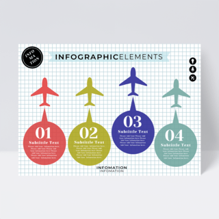 彩色气泡海报模板_彩色飞机元素信息图表传单
