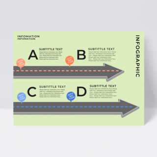 ppt海报模板_箭头道路元素信息图表设计