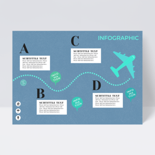 飞机元素海报模板_蓝色简约飞机元素信息图表传单