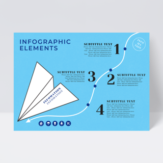 创意信息图表海报模板_蓝色飞机元素信息图表传单