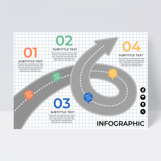 元素信息图表海报模板_曲线道路元素信息图表传单