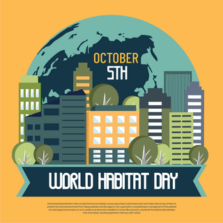 day手绘海报模板_world habitat day 节日社交媒体