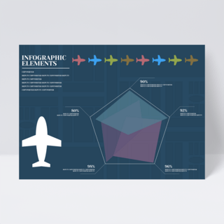 数据办公海报模板_经典蓝色道路背景创意想法数据飞机模型信息图表商务传单