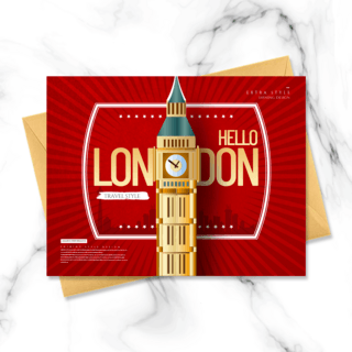 时尚简约英国伦敦旅游明信片