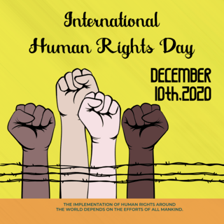 拳头背景海报模板_黄色背景 international human rights day sns