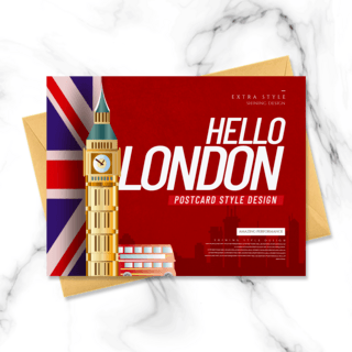 英国邮票海报模板_时尚简约英国旅游明信片