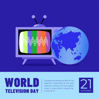 深色背景world television day节日社交媒体