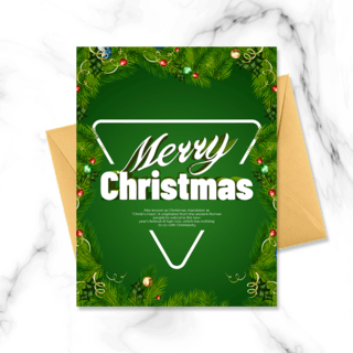 绿色花环个性圣诞节祝福贺卡