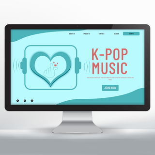 主页蓝色海报模板_蓝色k-pop音乐文化节宣传主页