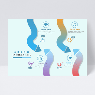 渐变曲线海报模板_箭头元素信息图表设计渐变曲线箭头