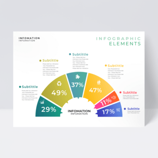 半圆形吊灯海报模板_商业分析半圆信息图表传单