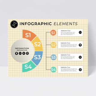 创意分析海报模板_格子半圆商业信息图表设计