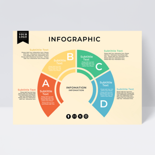 简洁彩色半圆信息图表设计
