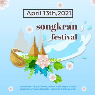 蓝色背景 sns the songkran festival