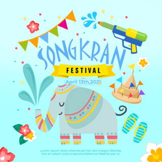 蓝色背景 sns the songkran festival