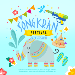 蓝色背景snsthesongkranfestival