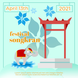 绿色水背景海报模板_绿色背景 the songkran festival sns