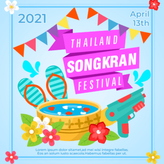 蓝色背景 the songkran festival sns