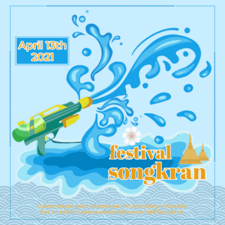 泼水背景海报模板_蓝色背景 the songkran festival sns