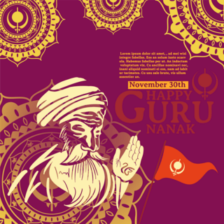 洁白神圣海报模板_紫色秋天guru nanak gurpurab sns