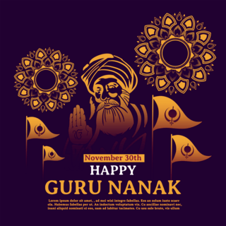 洁白神圣海报模板_蓝色秋天guru nanak gurpurab sns