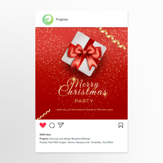节日气氛海报模板_红色质感发光圣诞节节日气氛礼品盒 instagram post