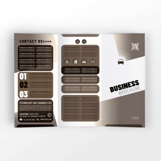 商务会议设计海报模板_现代深咖色商务会议风格三折页设计