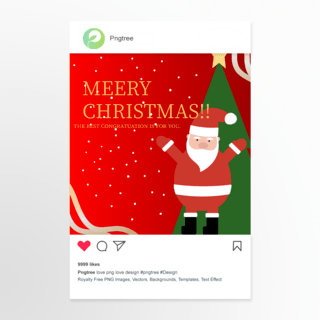 星星彩旗海报模板_圣诞节instagram post
