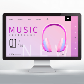 紫色秋季耳机促销网页设计