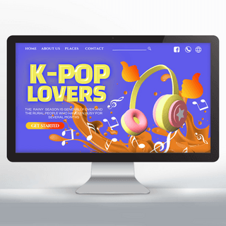 点赞心海报模板_紫色k-pop 音乐文化节宣传主页
