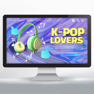 点赞心海报模板_紫色渐变k-pop 音乐文化节宣传主页