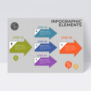 箭头图表海报模板_彩色标签箭头元素信息图表设计