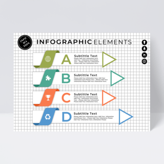 标签箭头海报模板_浅色标签箭头元素信息图表设计